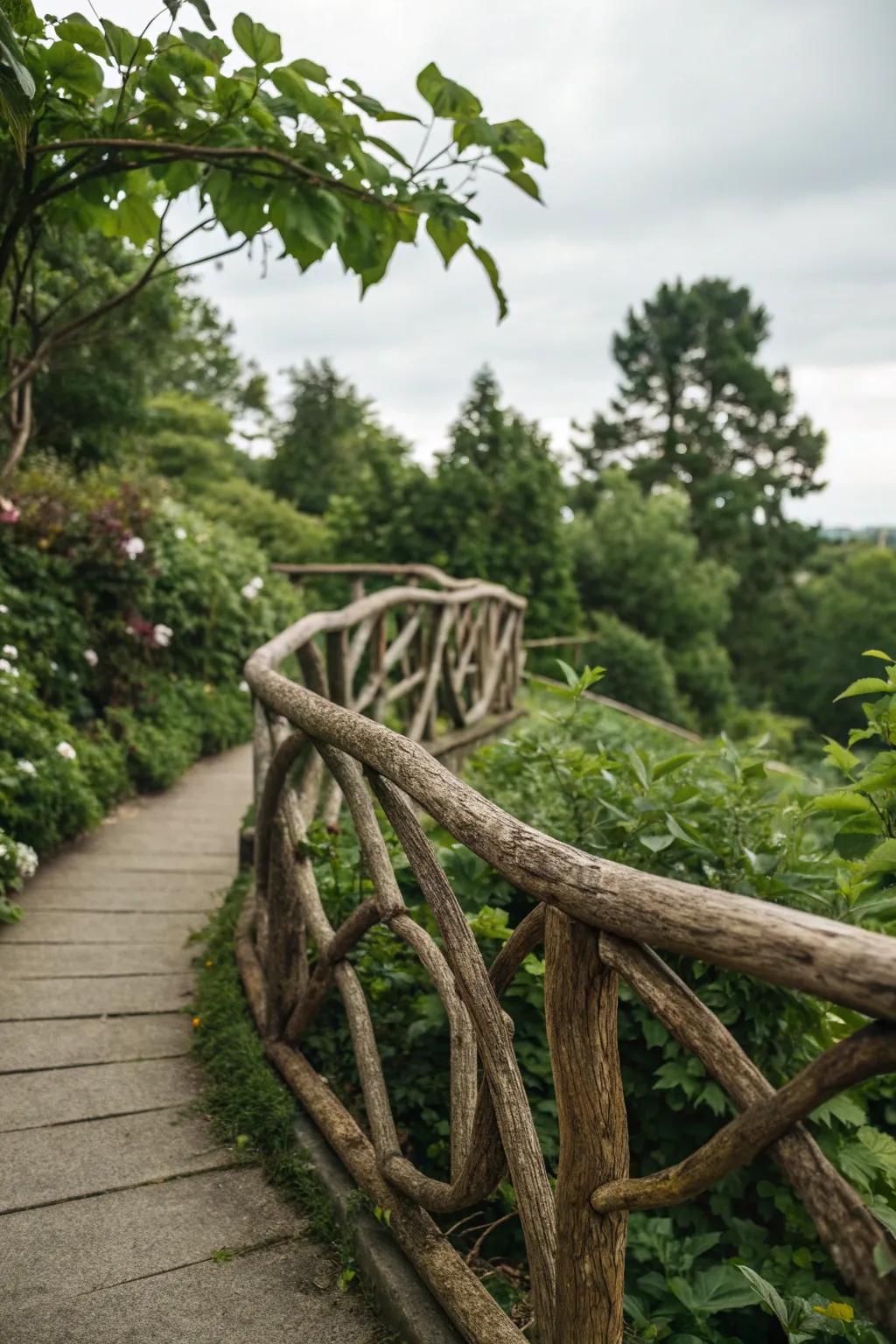 Transform your garden into a fairy tale with organic branch railings.