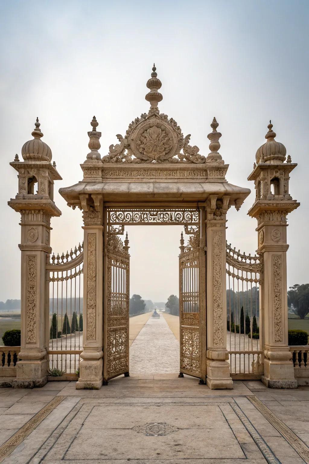 Symmetrical gates establish a sense of equilibrium and harmony.
