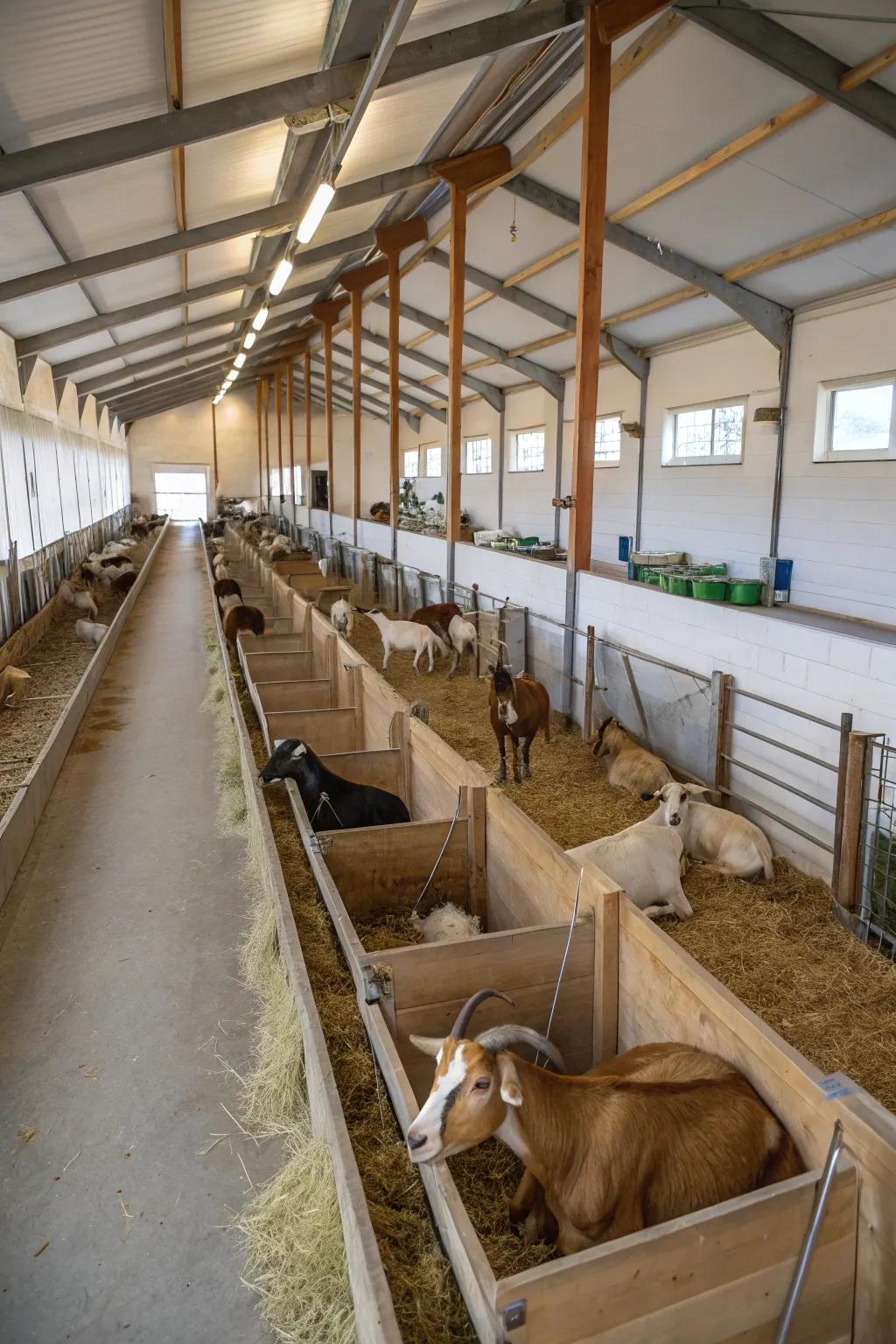 Integrated feeding points keep this barn organized and efficient.