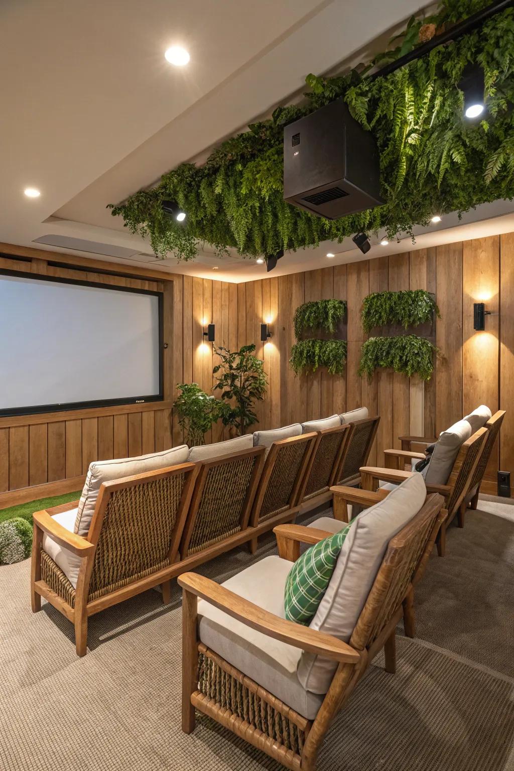 Outdoor-inspired furniture adds a unique twist to indoor theaters.