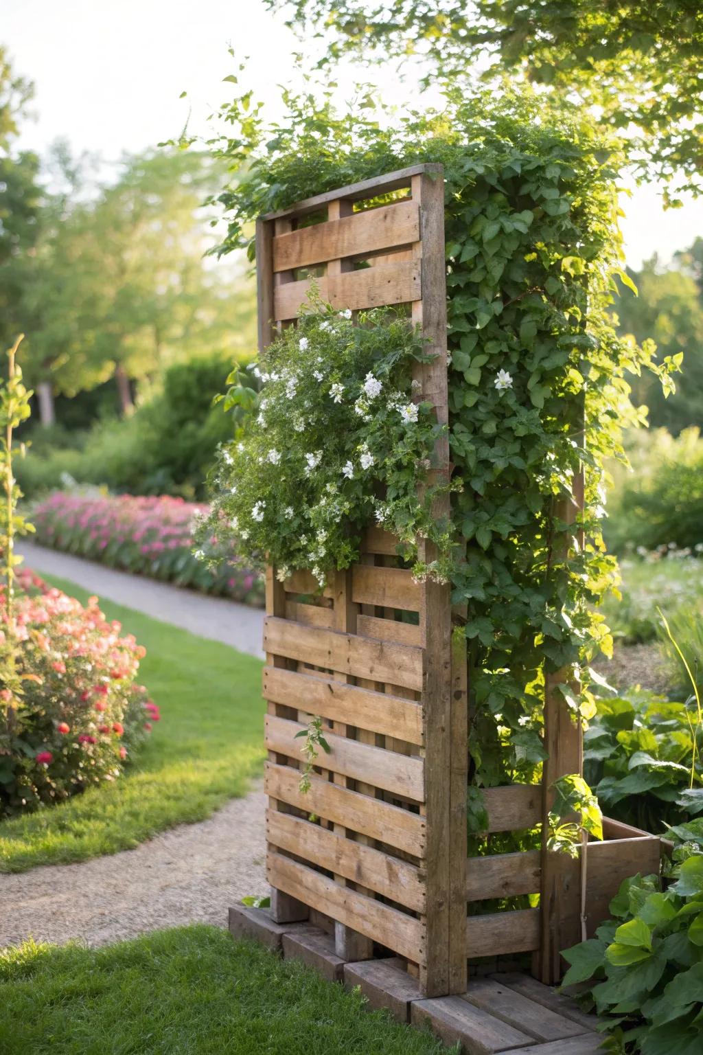 Transform your outdoor space into a secluded retreat with a pallet privacy screen.