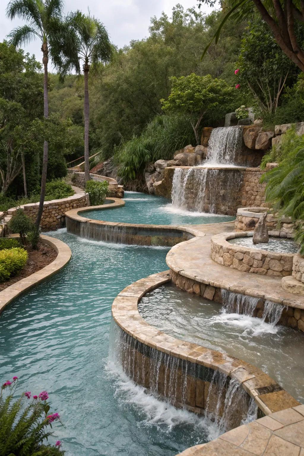 A stunning series of cascading pools for a layered look.