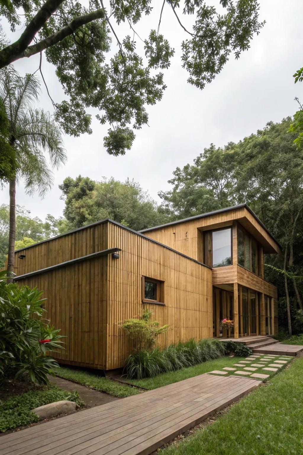 Bamboo siding for a unique and sustainable home exterior.