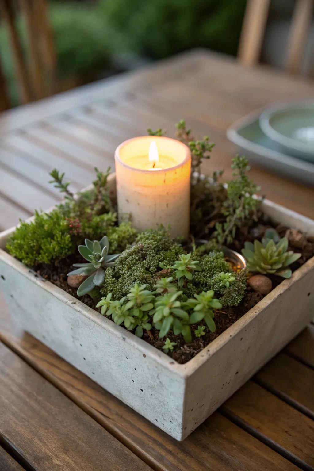 Candle planters offer a warm, inviting atmosphere.