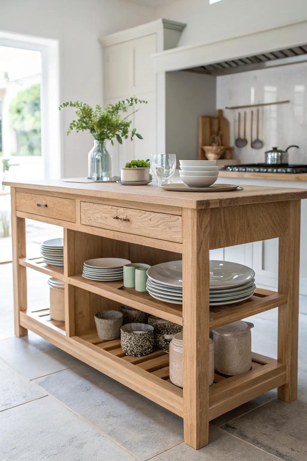 Discover the elegance of open shelving: Style and storage in perfect harmony.