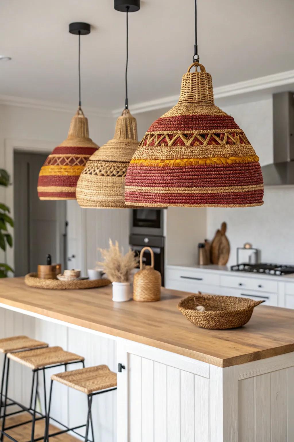 Brighten your kitchen with stunning pendant lights that blend minimalism with a touch of Boho flair.