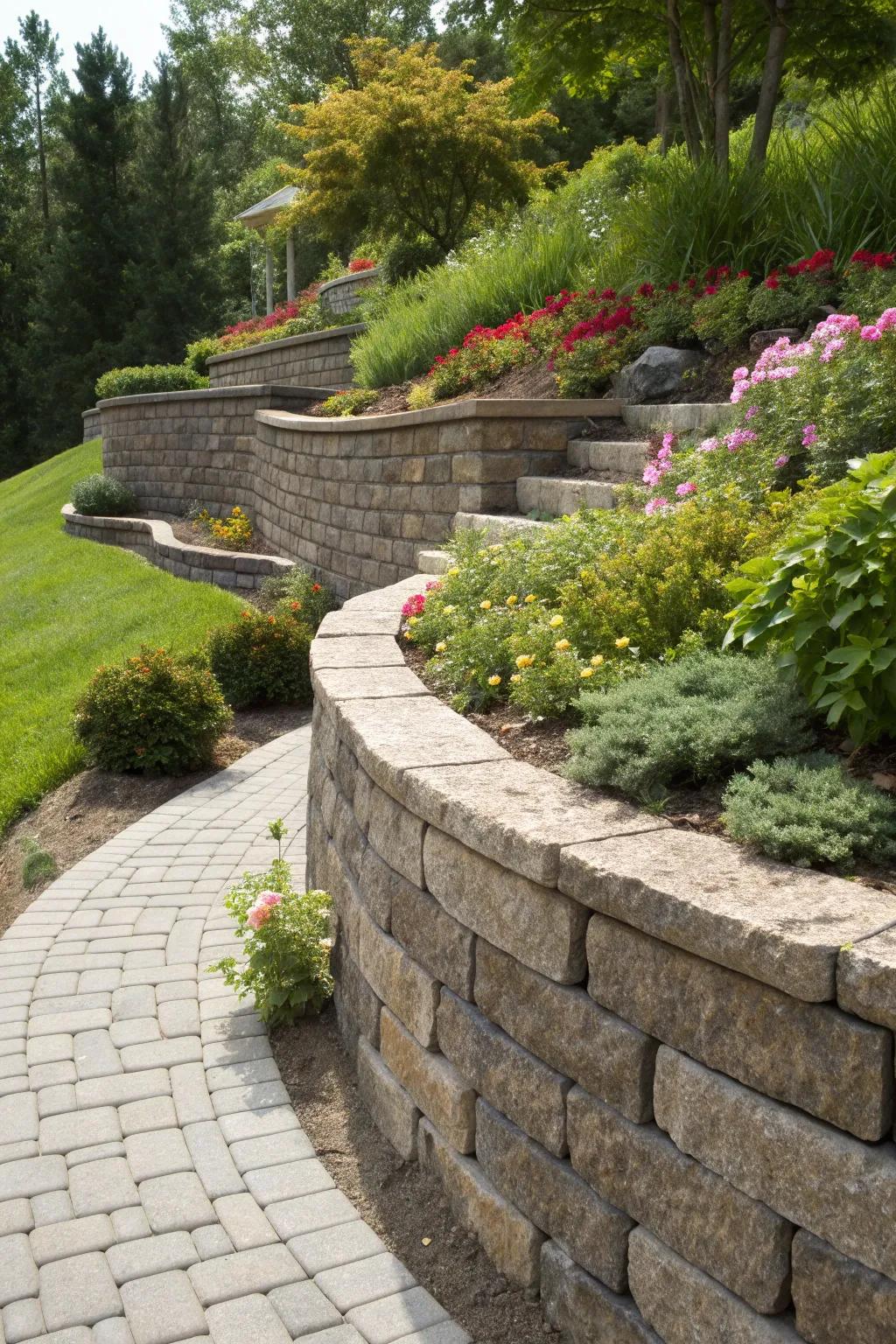 Transform your landscape with an elegant retaining wall that merges beauty and function.