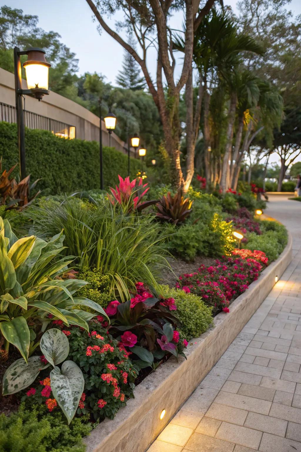 Blend artificial and real plants for a convincing look.