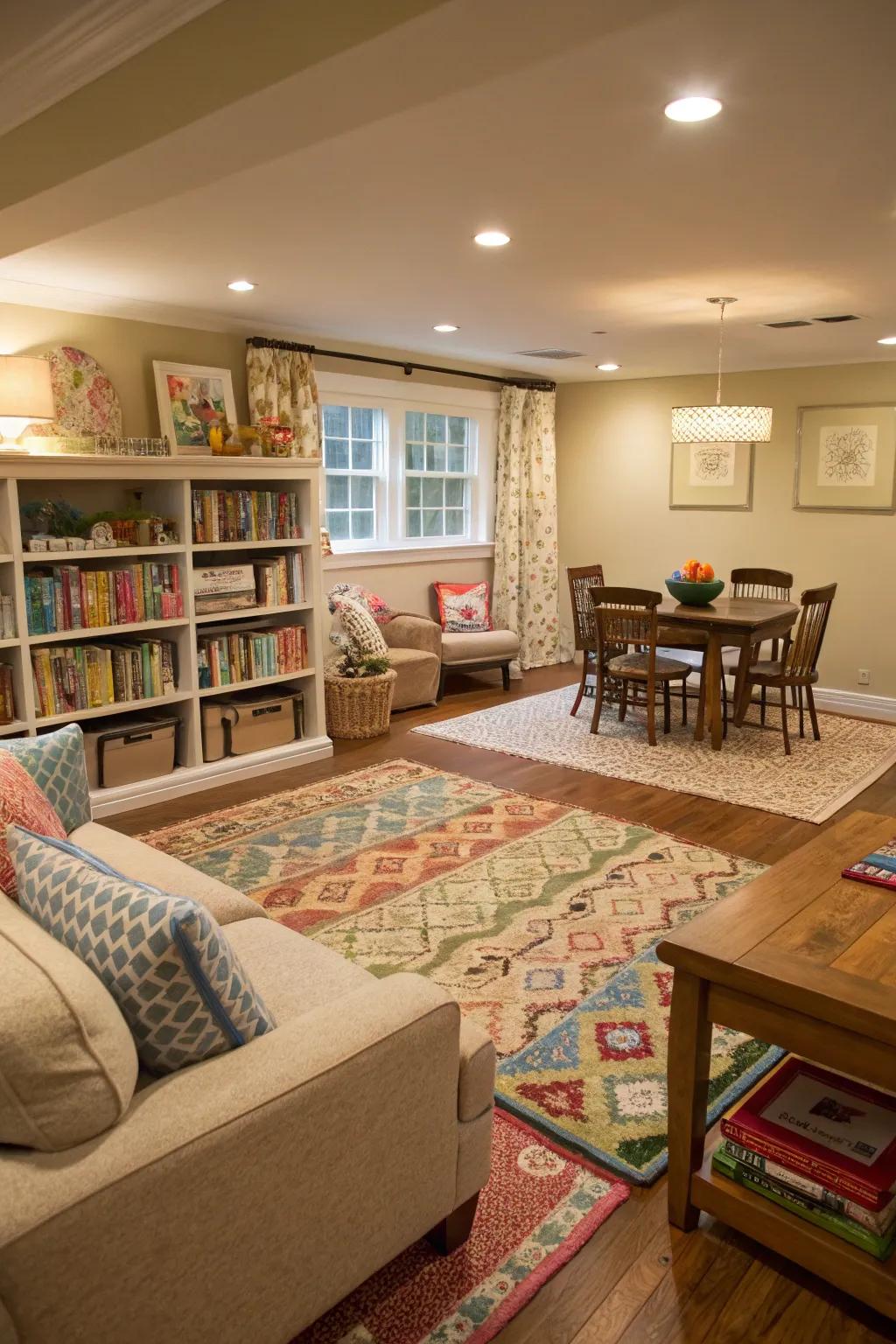 Ground coverings as a tool for distinct zones.