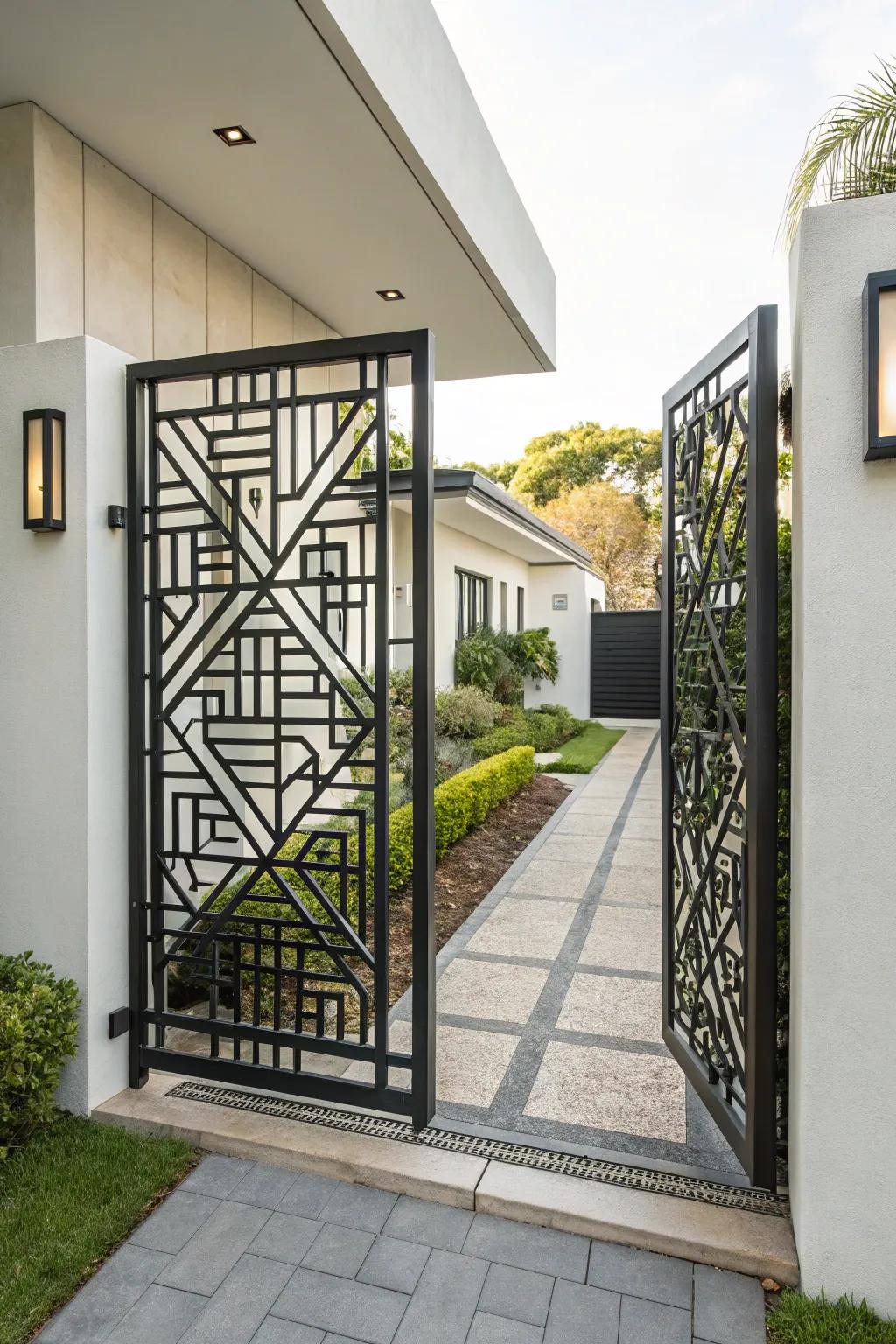 Striking geometric pattern gate design