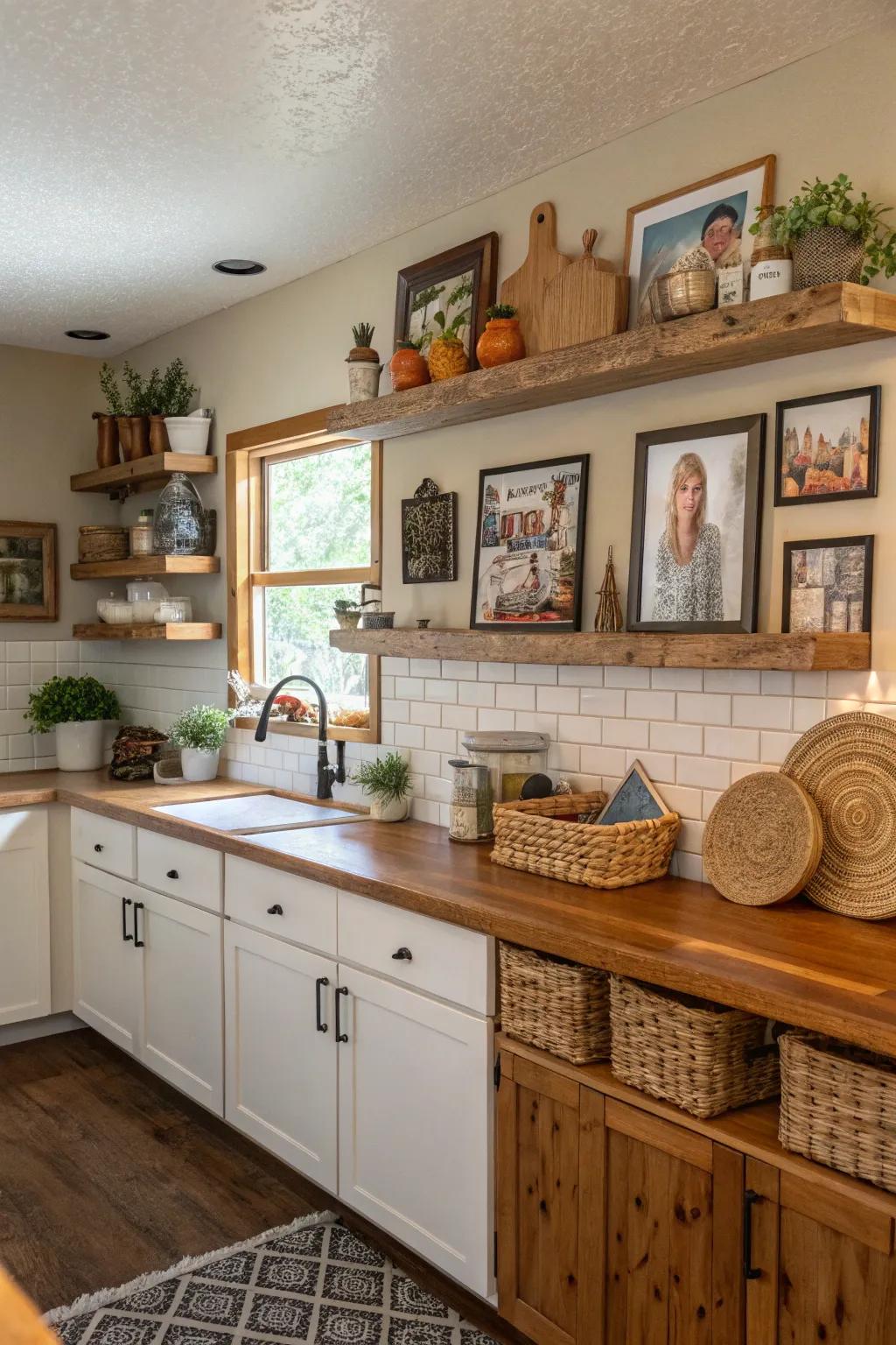 Personal touches bring warmth and personality to this rustic kitchen.