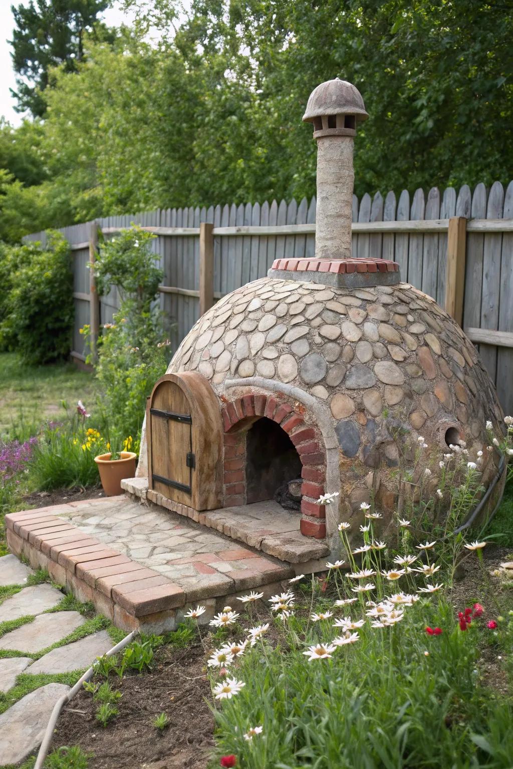 Transform your backyard into a fairytale escape with a charming cottage-style pizza oven. 🍕✨