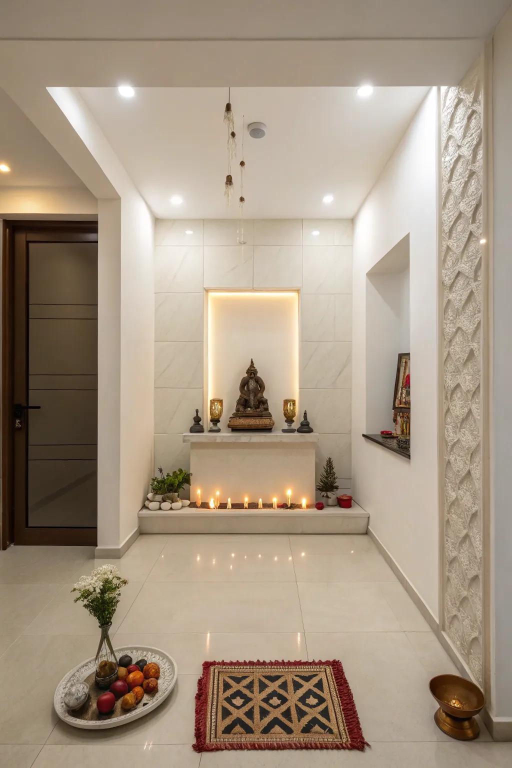 A simple way makes a calm and mess free pooja room.