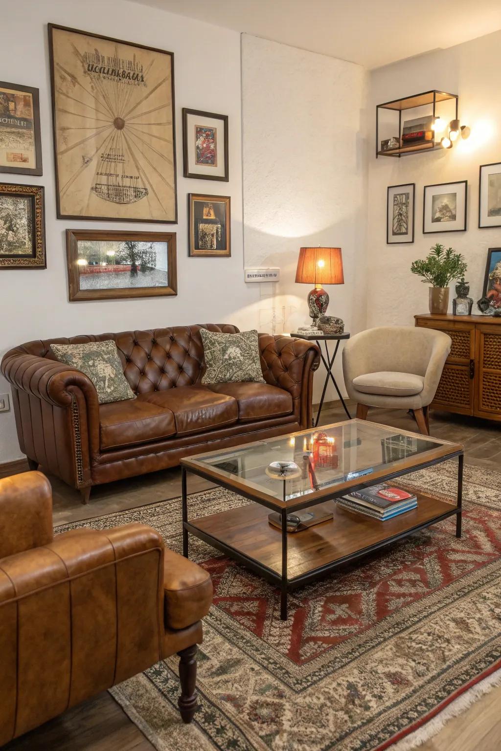 A balanced mix of vintage and modern styles creates a timeless, fresh look.