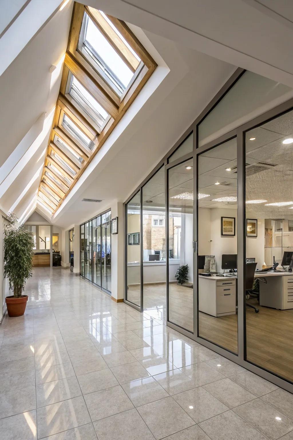 Using reflective surfaces to amplify light and space