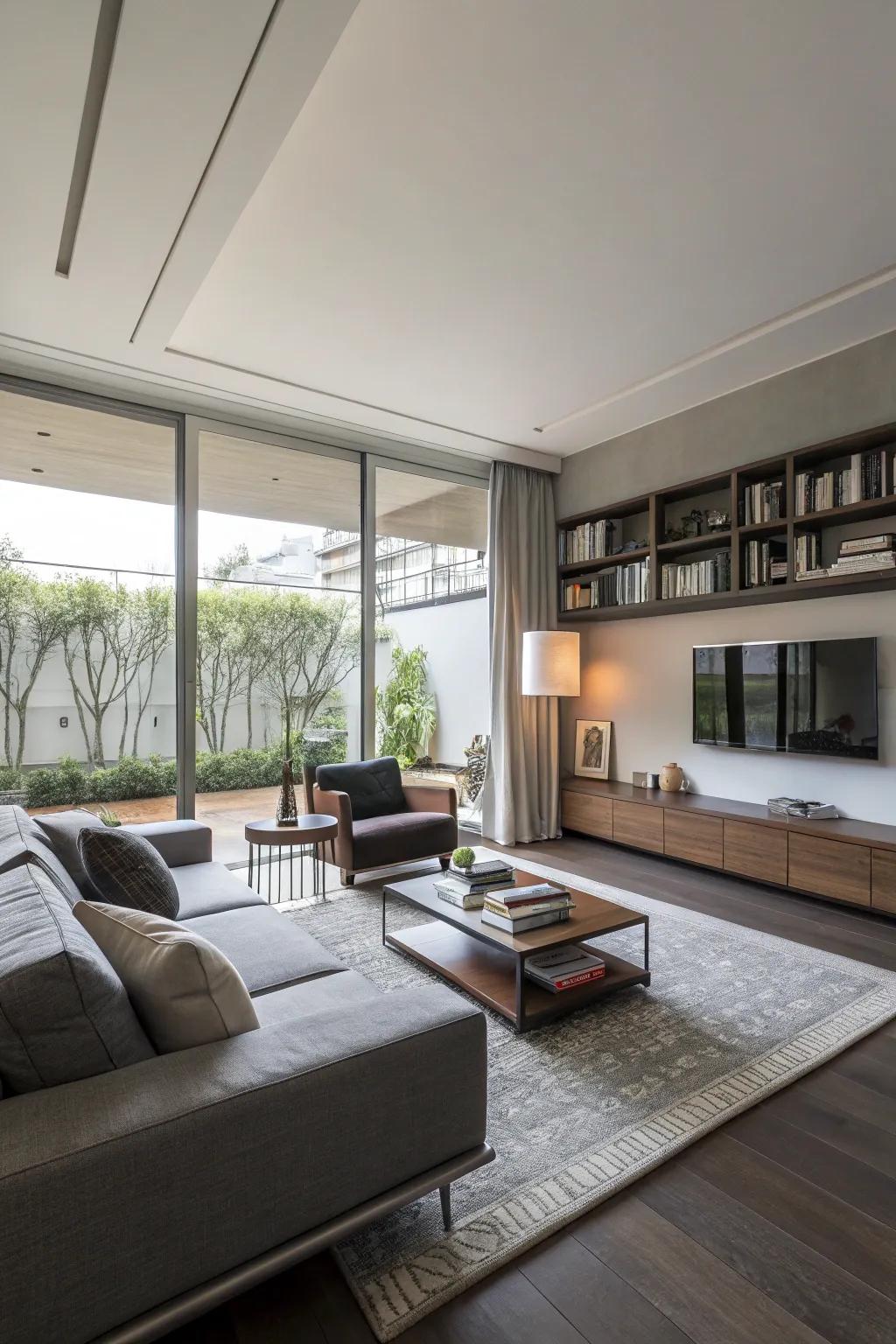 Low-profile furniture enhances space and flow.