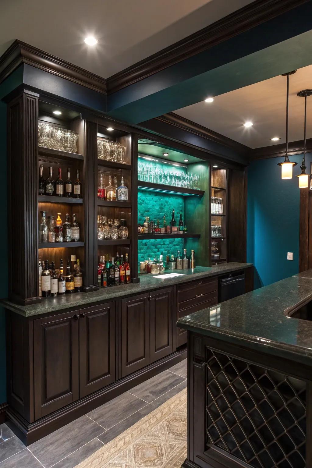 A dramatic, moody style creates a warm and personal bar atmosphere.