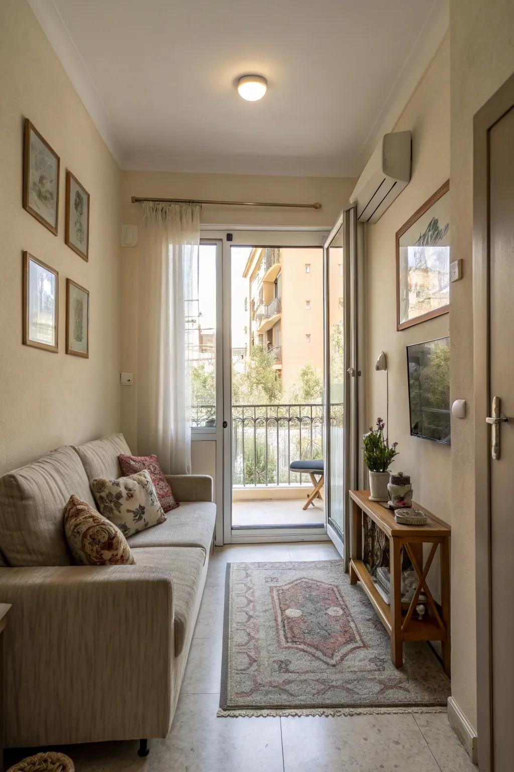 Sliding doors save space and add a modern touch.