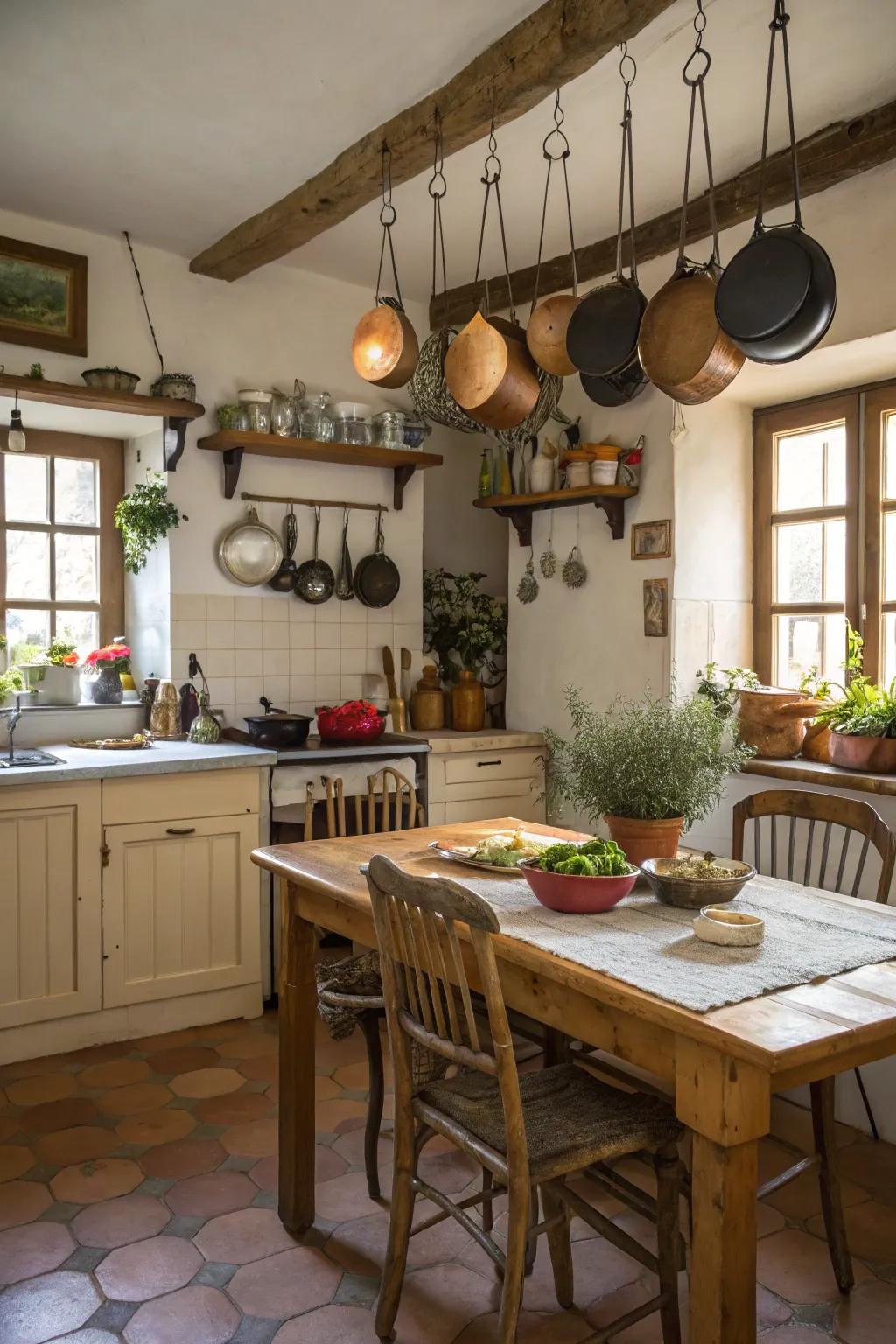 Functional decor adds practicality and style to the kitchen.