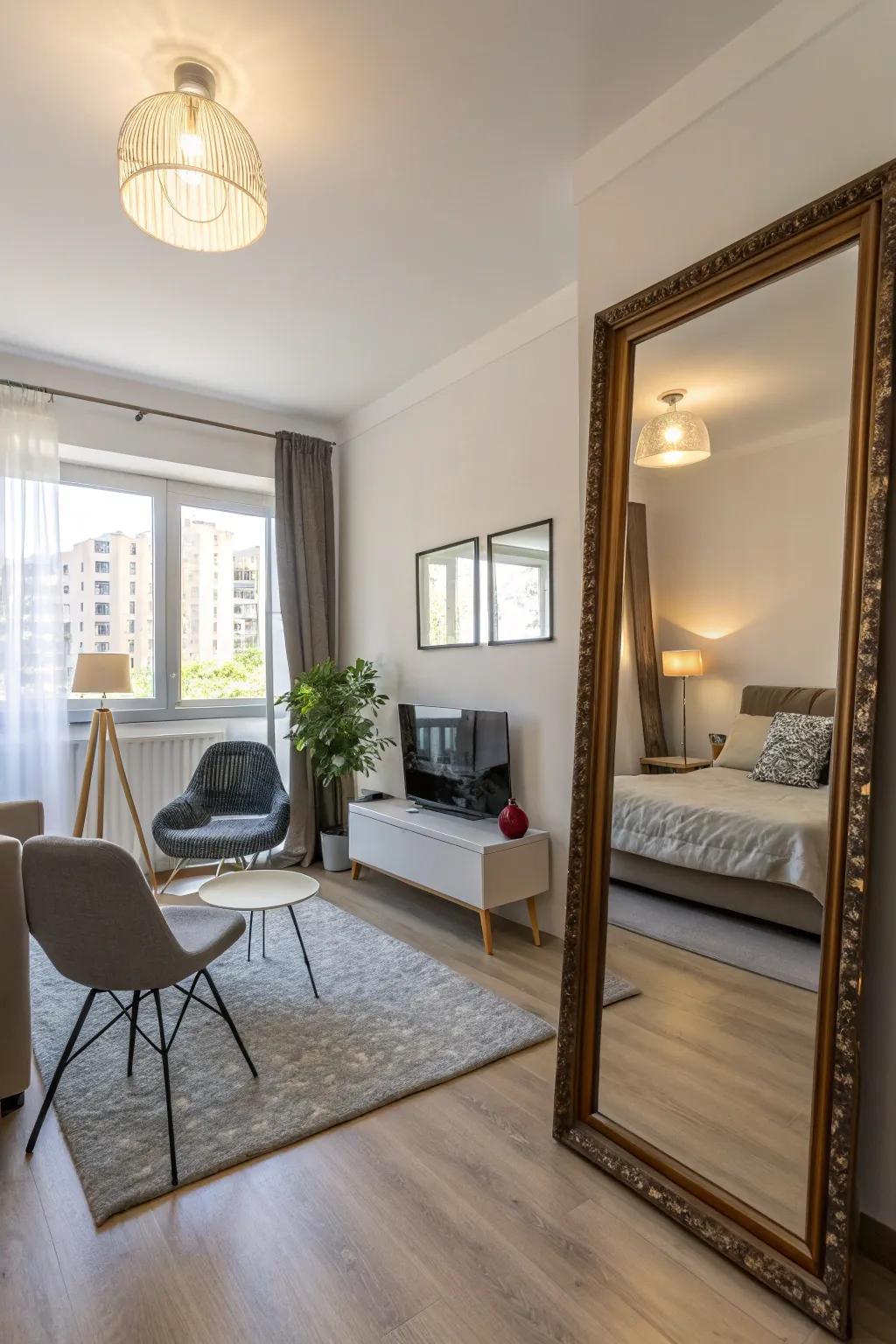 Mirrors enhance light and space, making small areas feel larger.