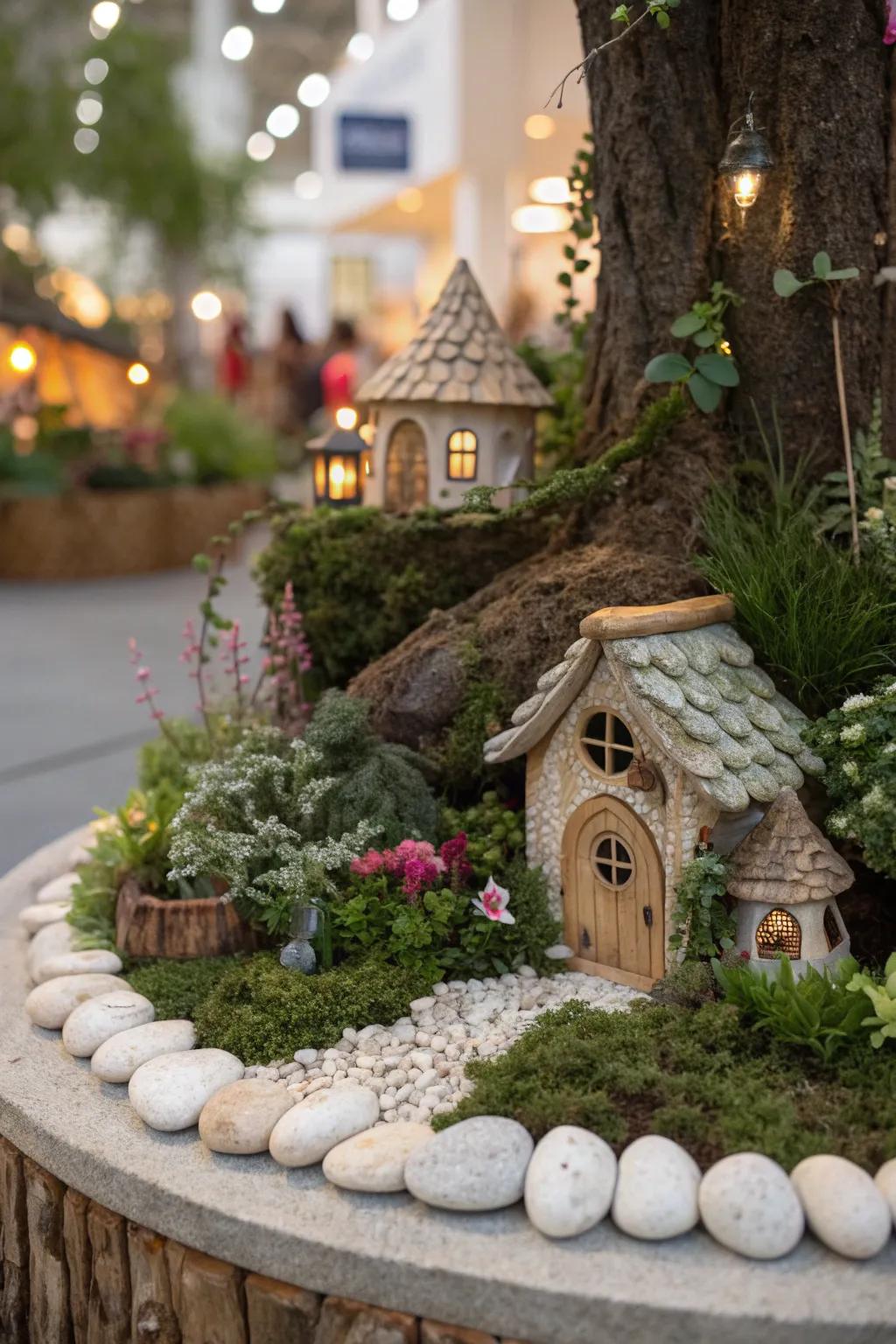 Step into a magical world with this charming fairy garden, where simplicity meets enchantment.