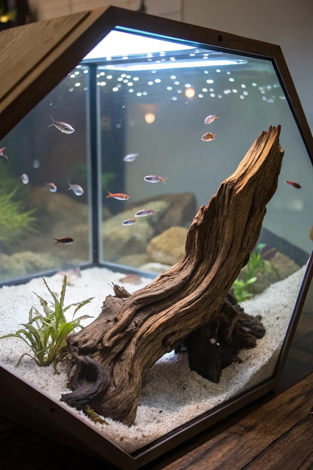 Sunken logs inject a down-to-earth appeal and establish a natural point of emphasis.