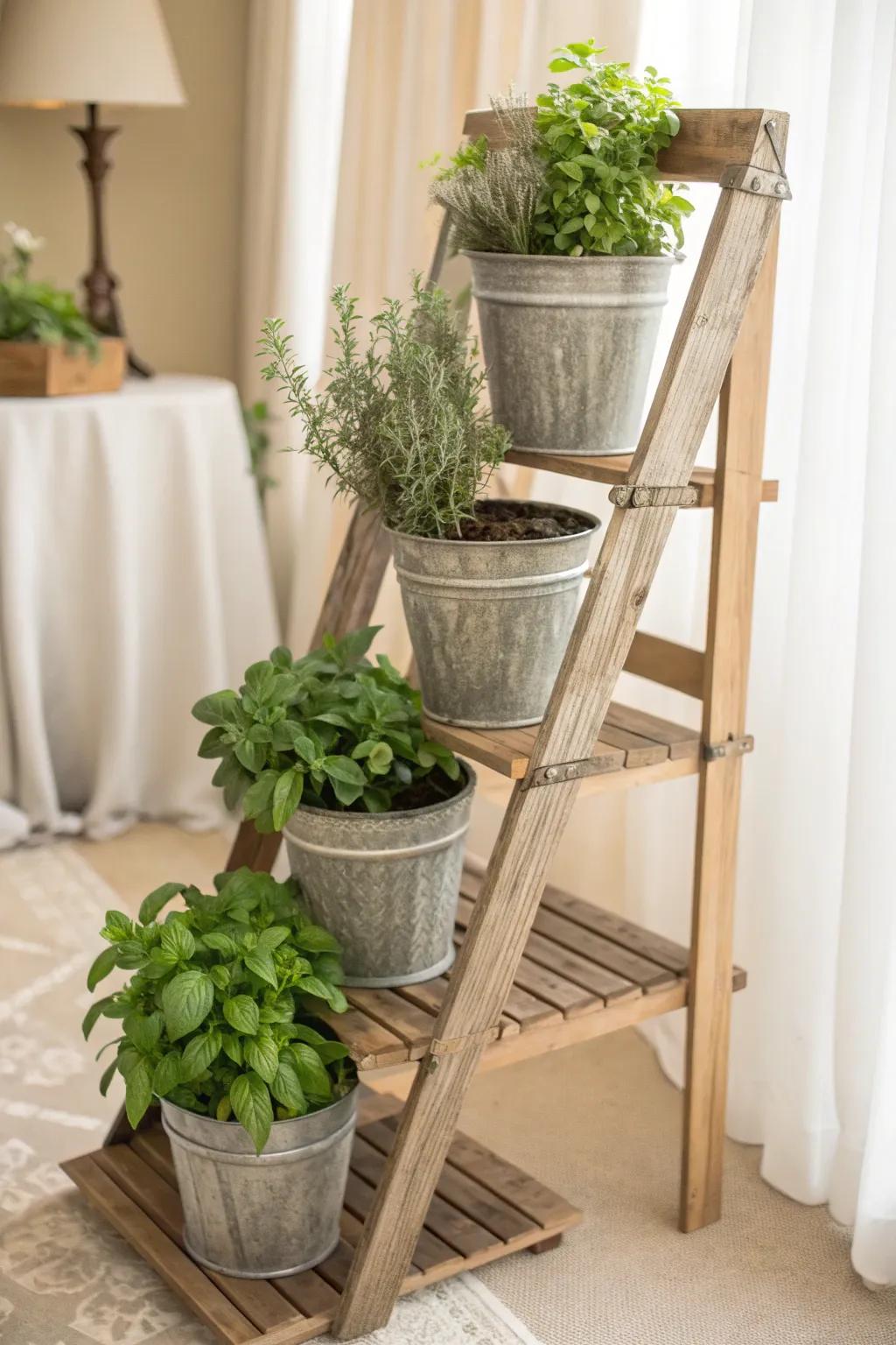 Elevate your kitchen garden with a touch of minimalist elegance and fresh herbs at your fingertips!