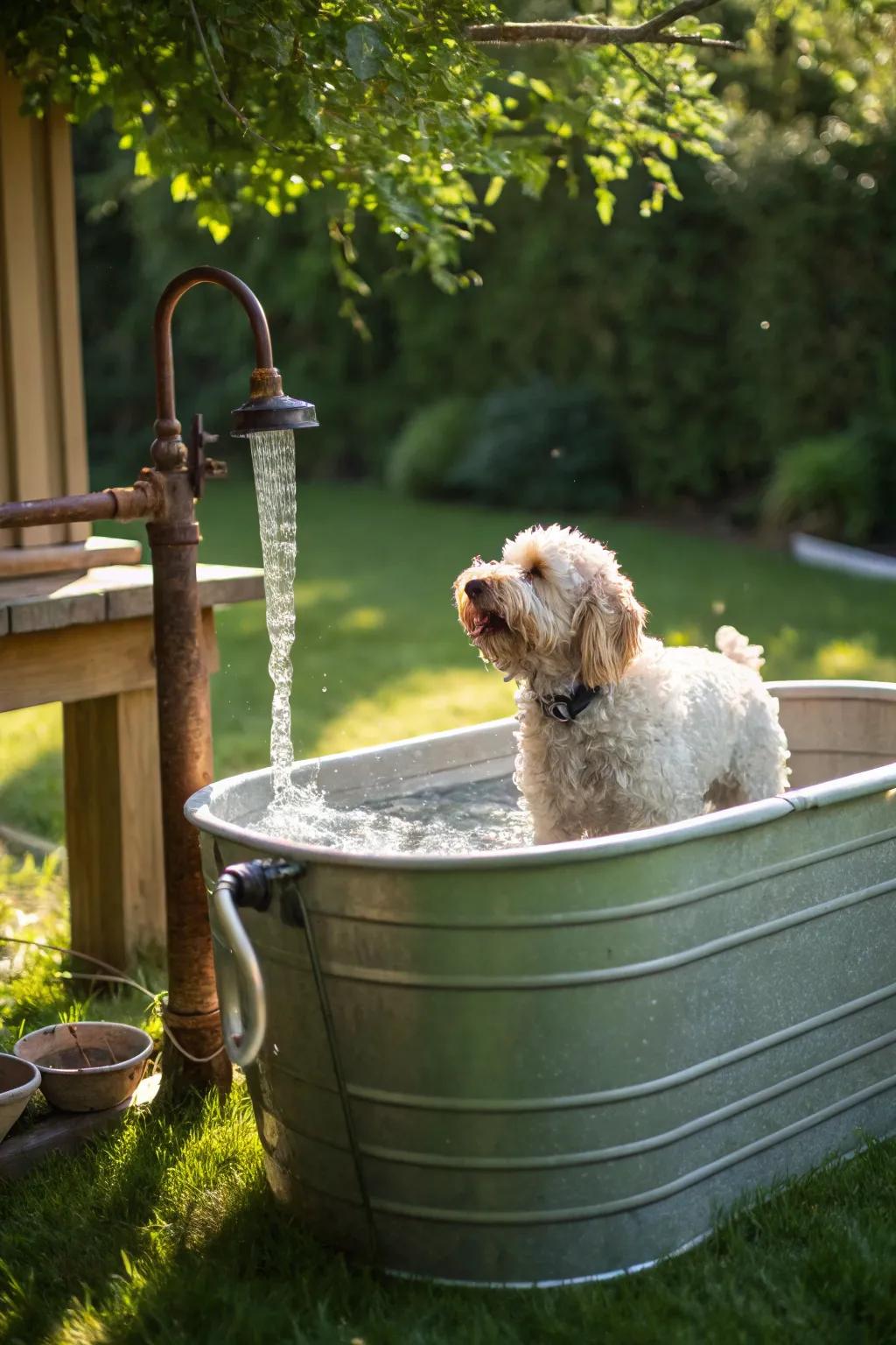 Transform your backyard with a home-style dog washing station where being clean is an enjoyable splash!