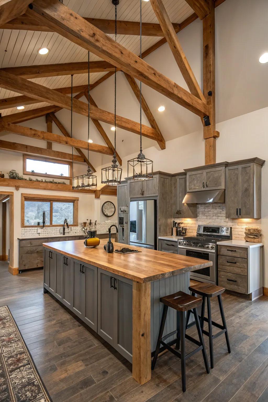 Striking beams bring rustic appeal and architectural charm.