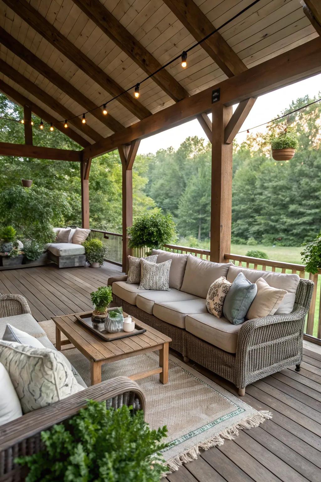 Create an inviting outdoor living room on your porch.
