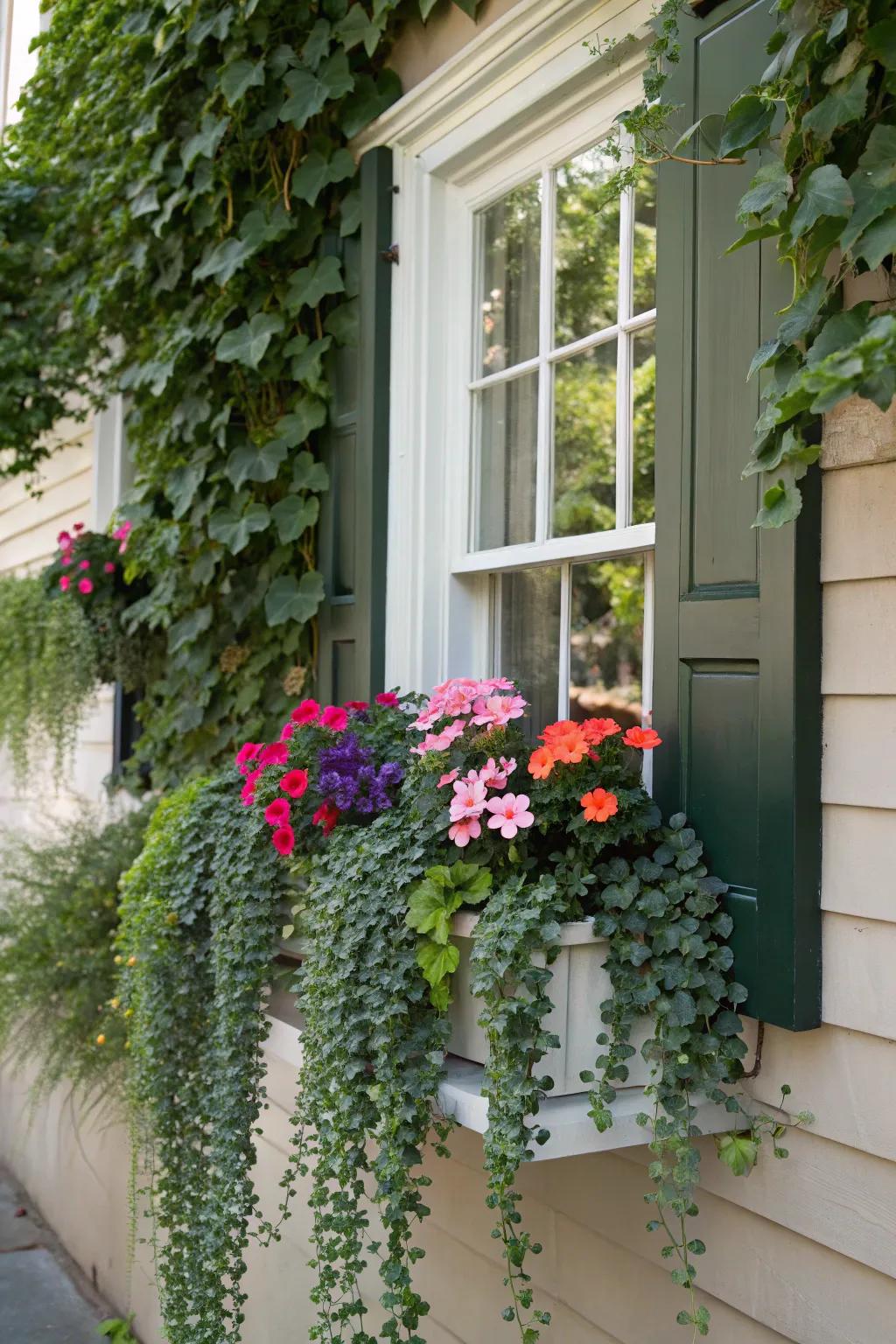 Trailing ivy lends elegance to floral displays.