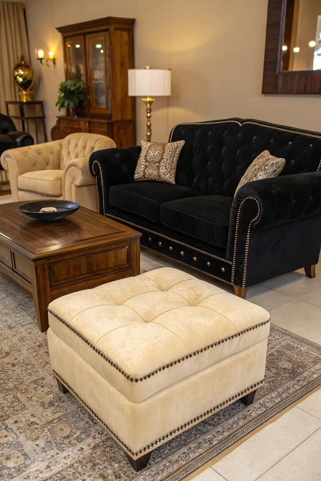 Luxurious textures bring warmth and depth to this living room.