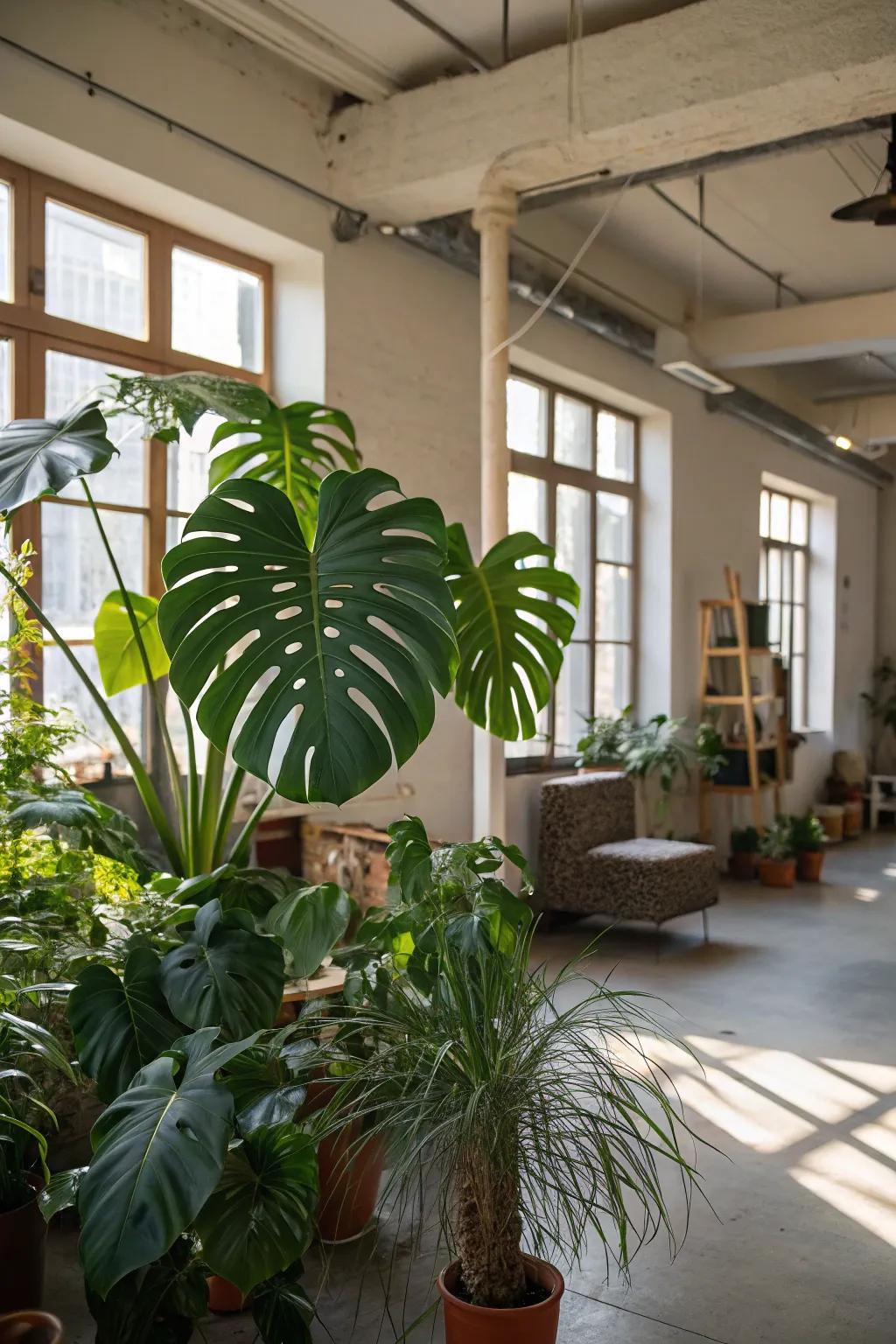 House plants channel nature's tranquility into your boho loft.