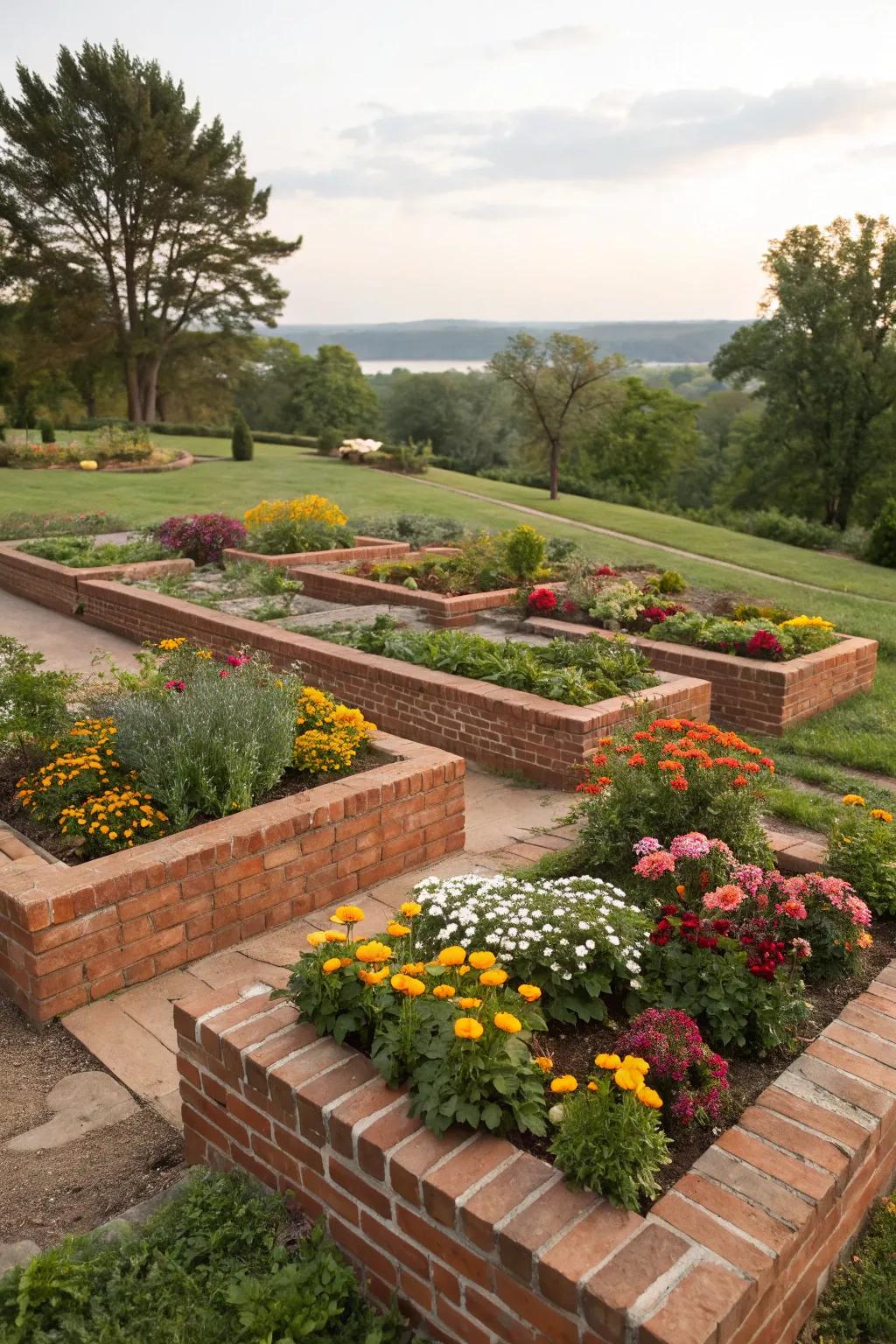 Elevated beds provide structure and streamline garden upkeep.