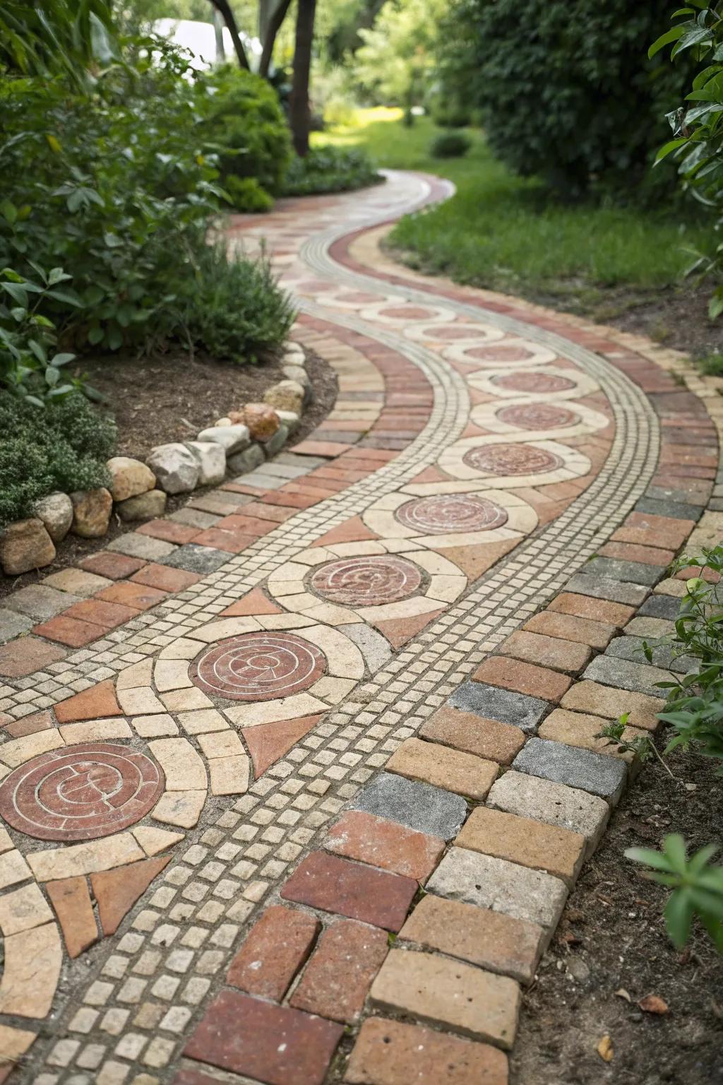 Transform your garden with the art of mosaic brick patterns—where craftsmanship meets natural beauty.