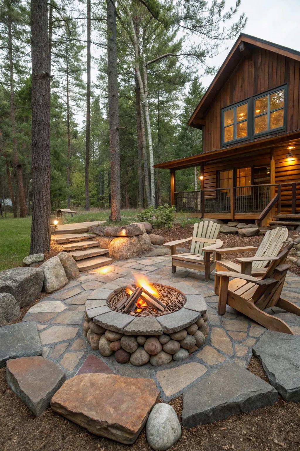 A hearth creates an inviting meetup in your cabin's setting.