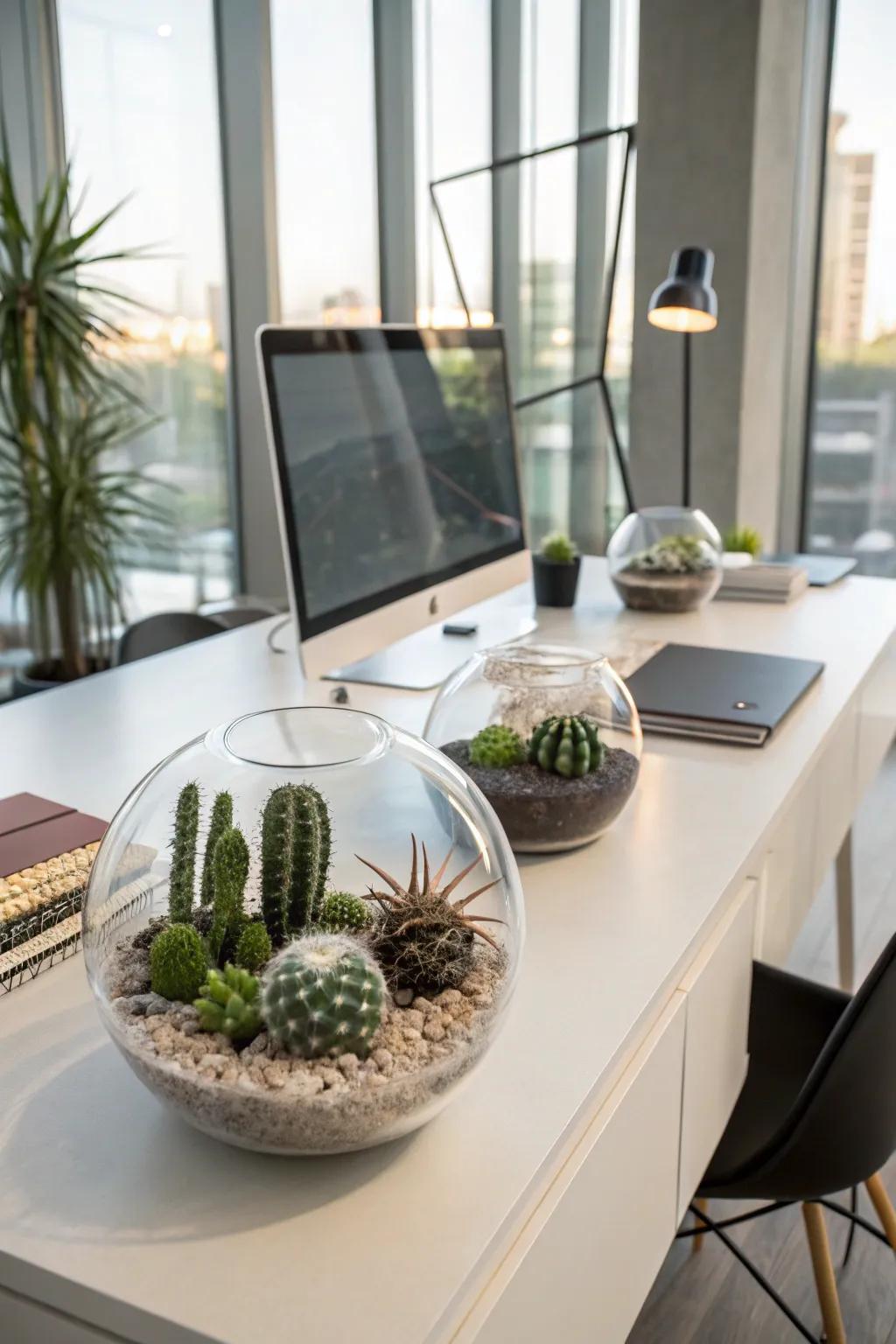 Crystal greenhouses furnish a modern abode for your cacti.