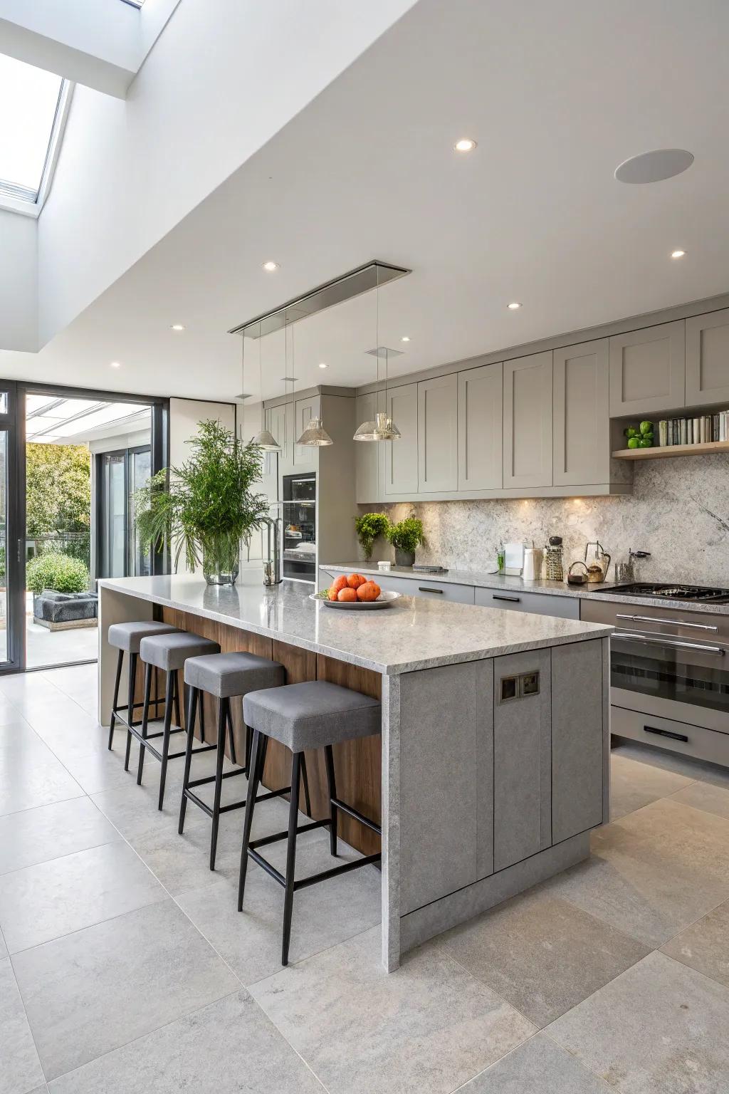 A central island offers functionality and style in a modern kitchen.