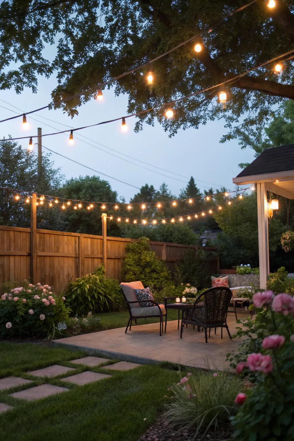 Fairy lights impart a magical sensation to any outdoor area.