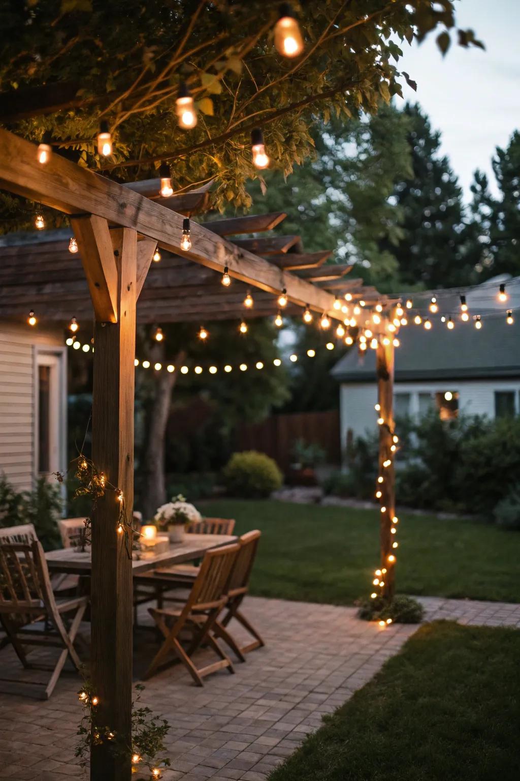 String lights add warmth and charm.