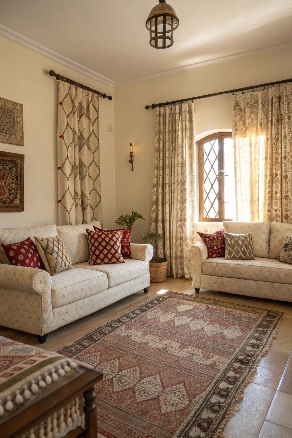 Patterns and textures breathe life into a cream setting.