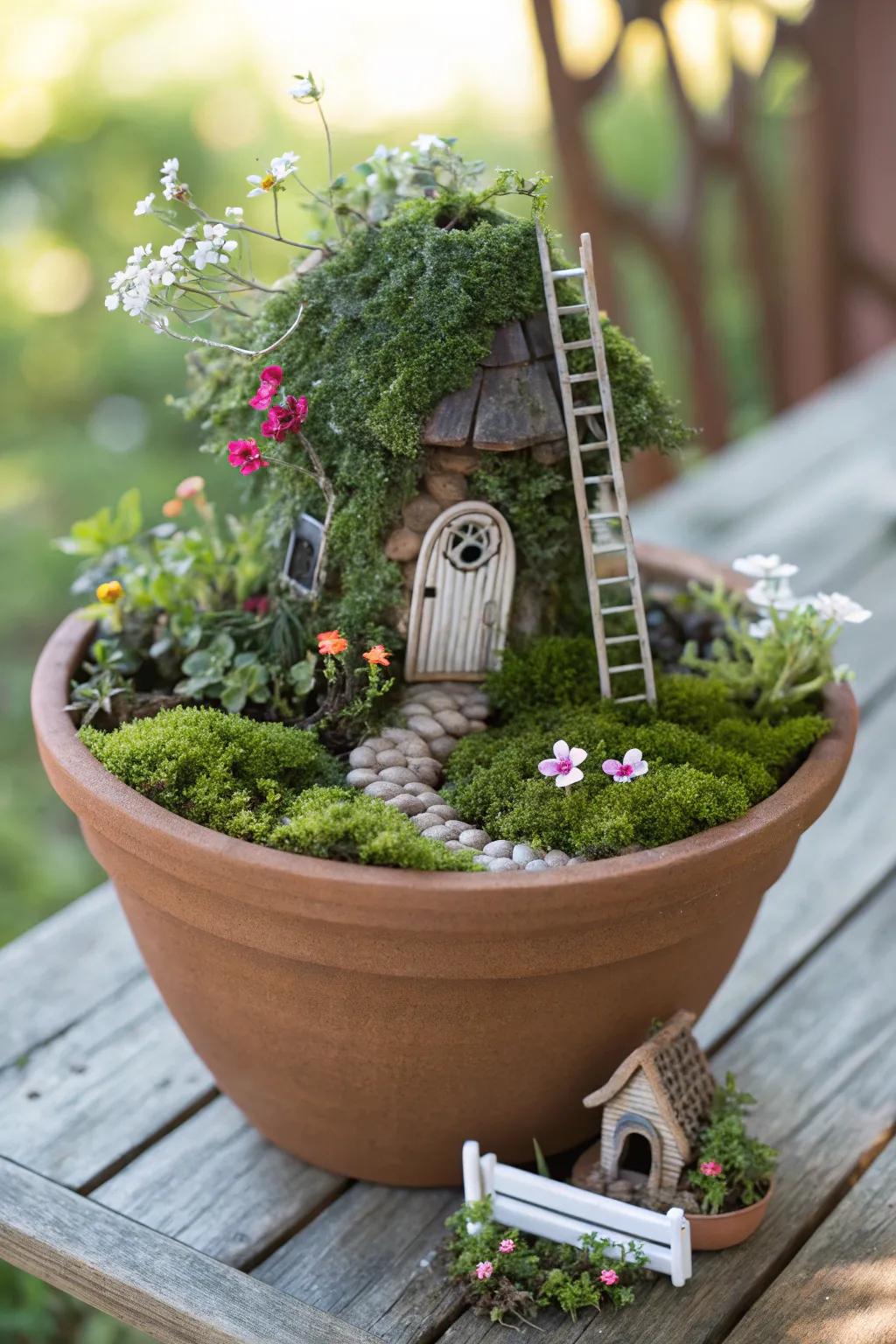 Discover the magic of miniature worlds with enchanting fairy garden clay pots. 🌿✨