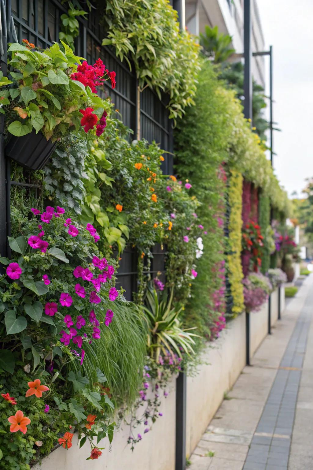 A striking vertical garden revitalizes any wall.