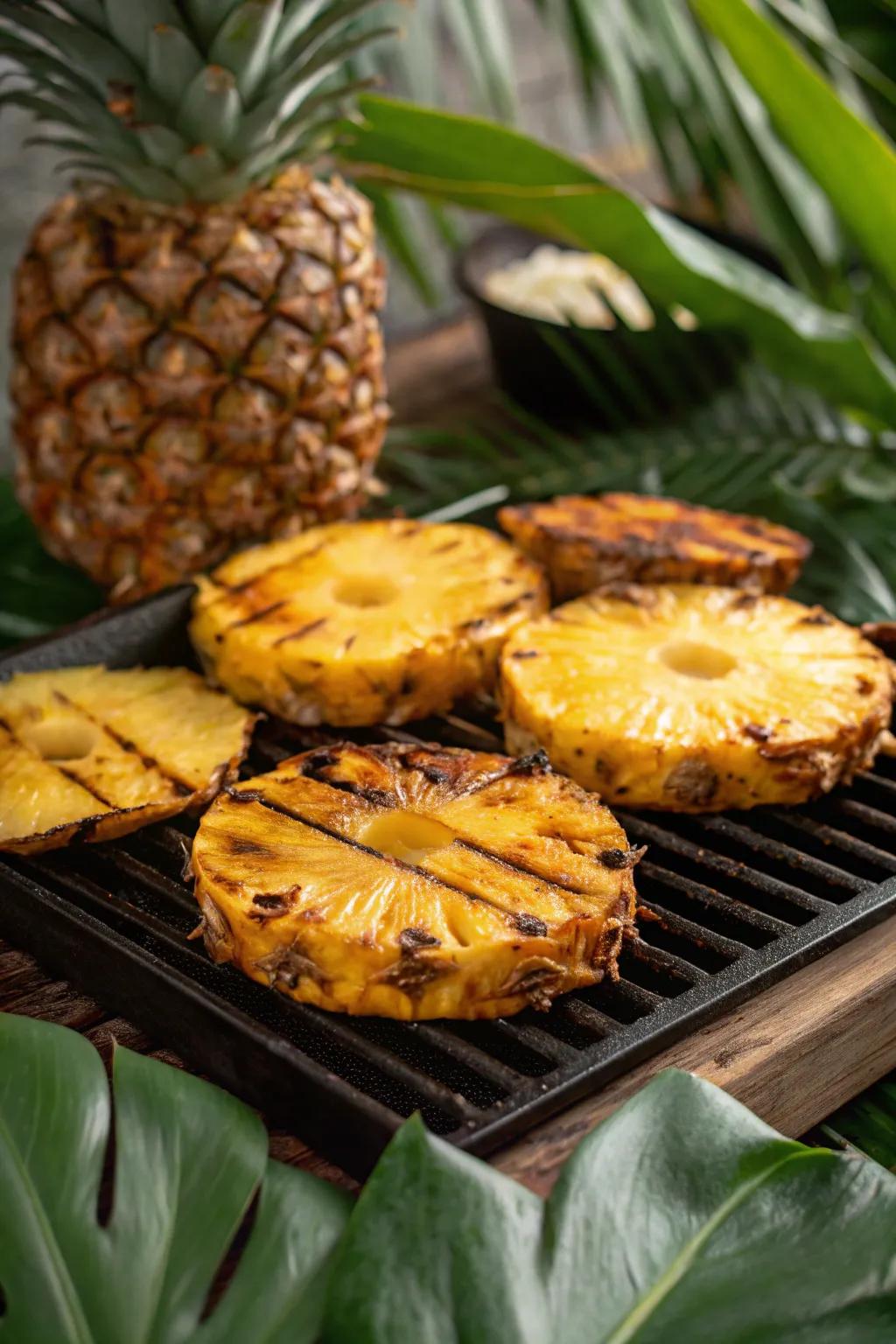 Sweet and tangy grilled pineapple slices, perfect for a summer BBQ.