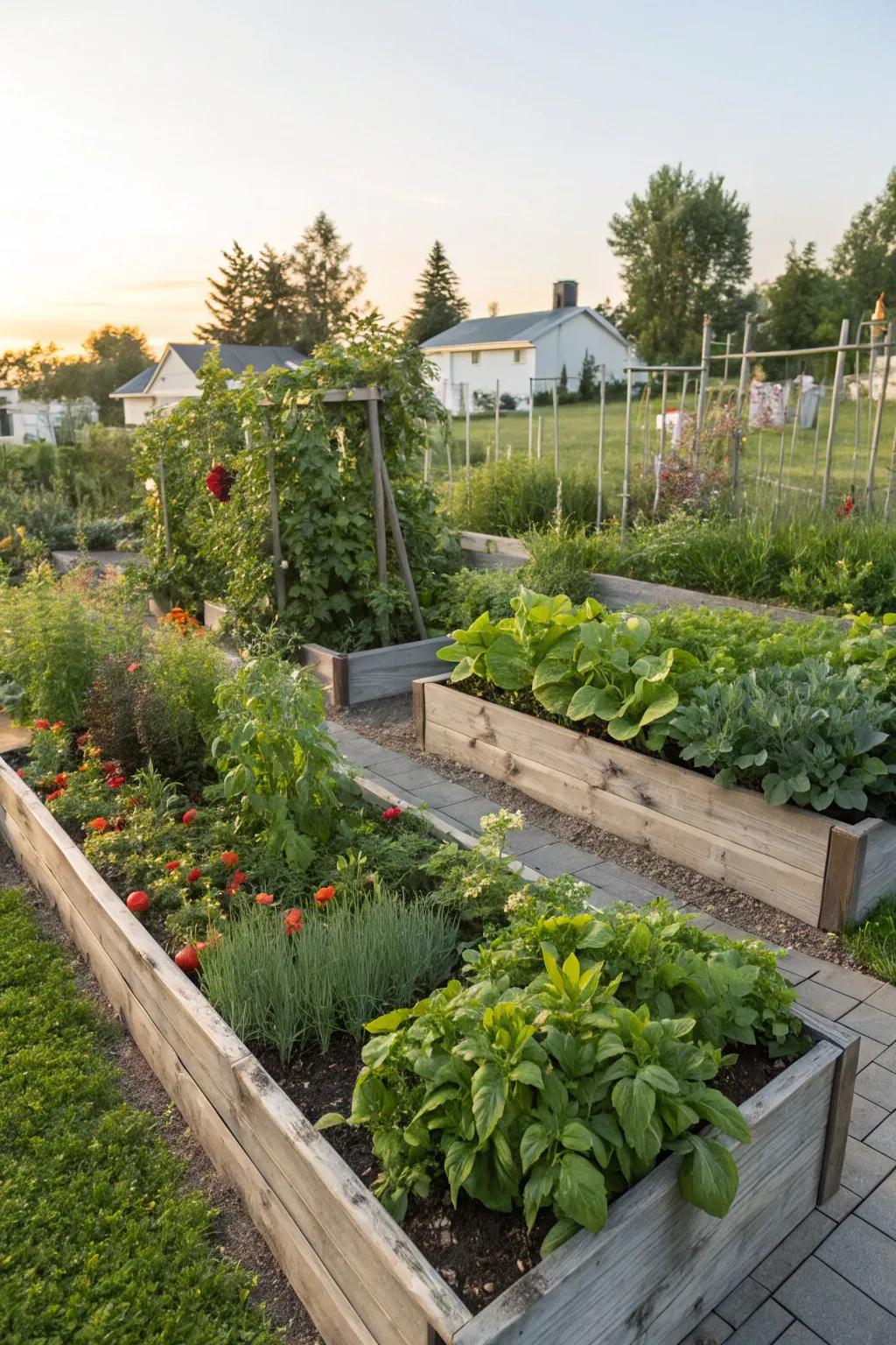 Raised beds provide structure and enhance soil quality for your edibles.