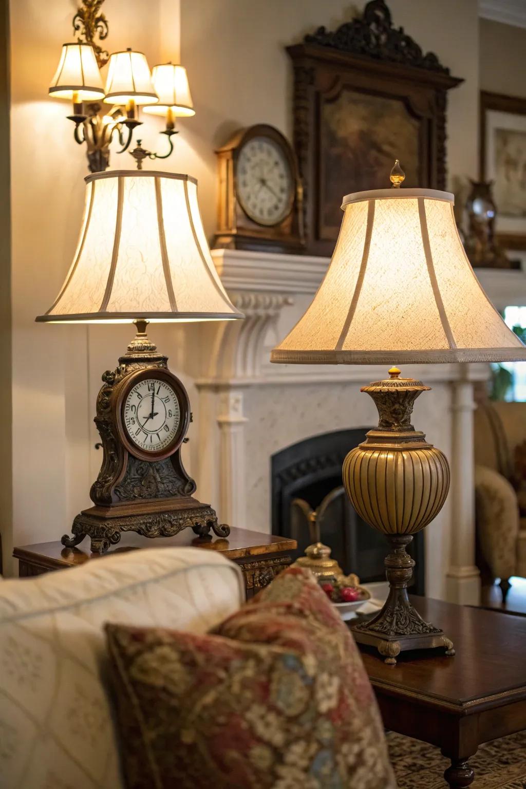 Vintage accents enrich the room with historical appeal.