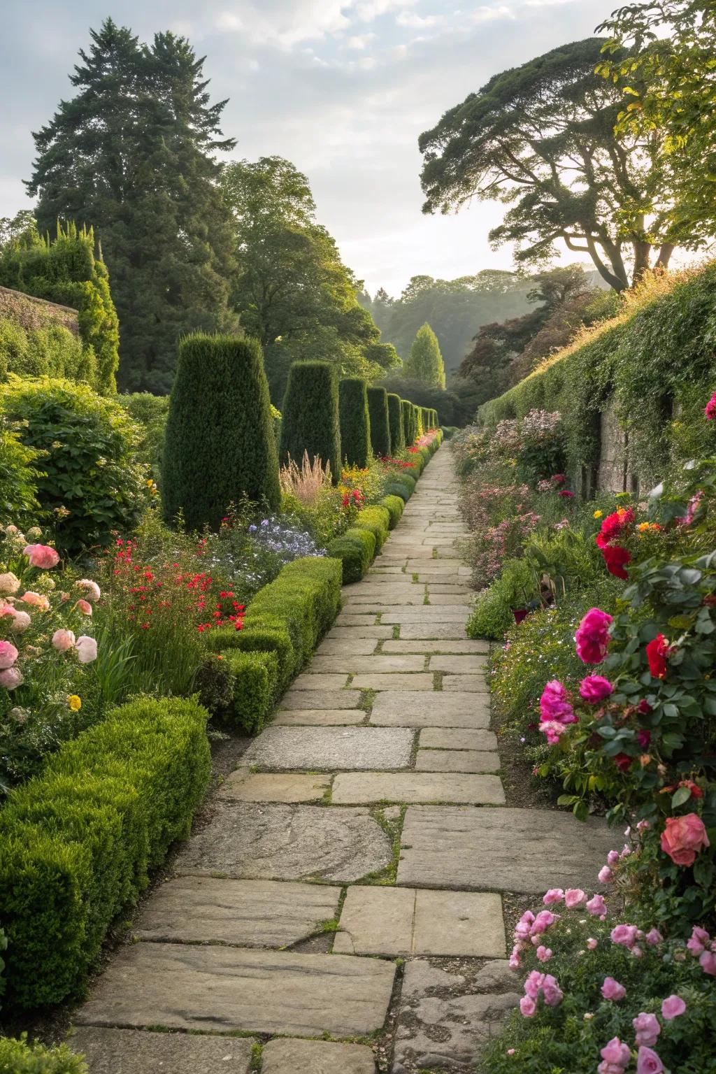 A twisting flagstone trail that beckons exploration throughout the garden.