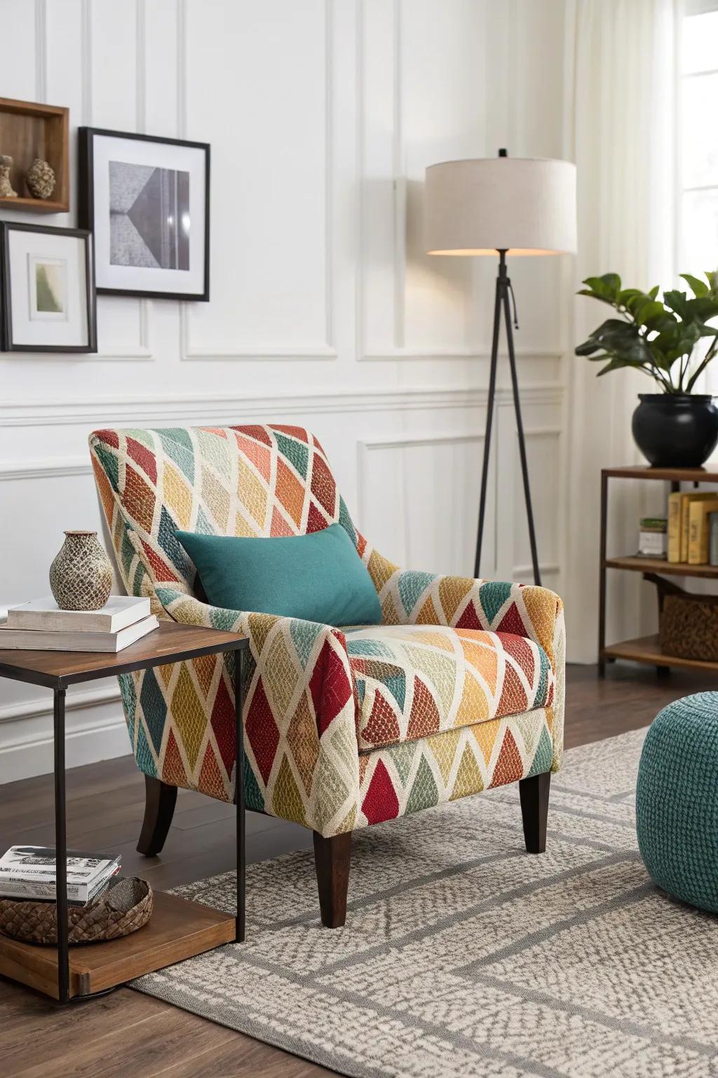 Decorative chairs brighten living rooms with both color and supplementary seating.