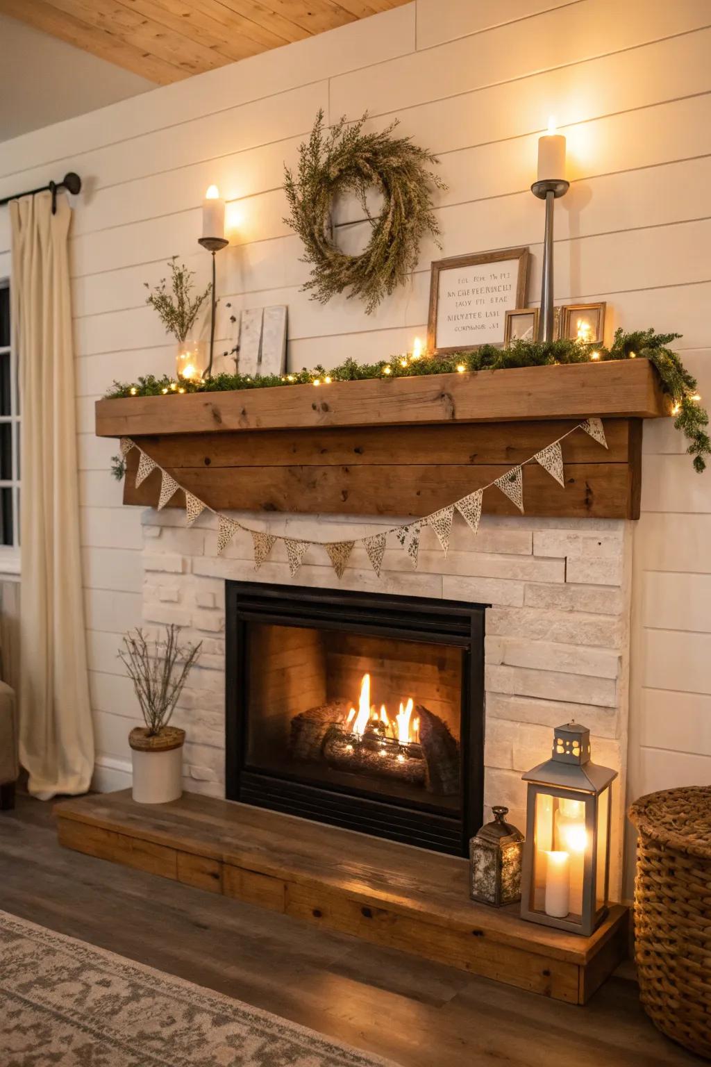 Repurposed lumber brings rustic appeal to your plank fireplace.