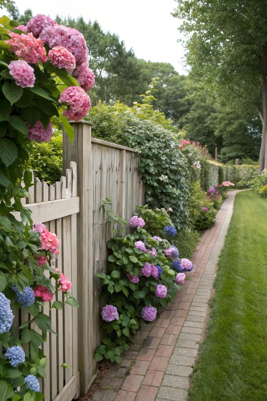 Flowering plants along your fence can offer a stunning seasonal display.